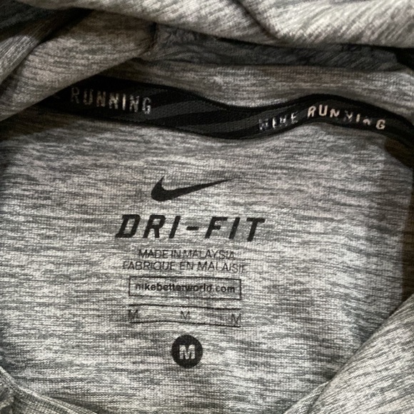 Nike dri fit grey hoodie sz medium w black logo - Picture 4 of 4